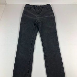 Madewell Jeans Women's 26 11" High Rise Skinny Fit Black Stretch Frayed Denim